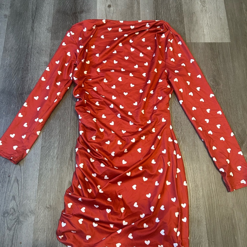 Red Heart Print Dress